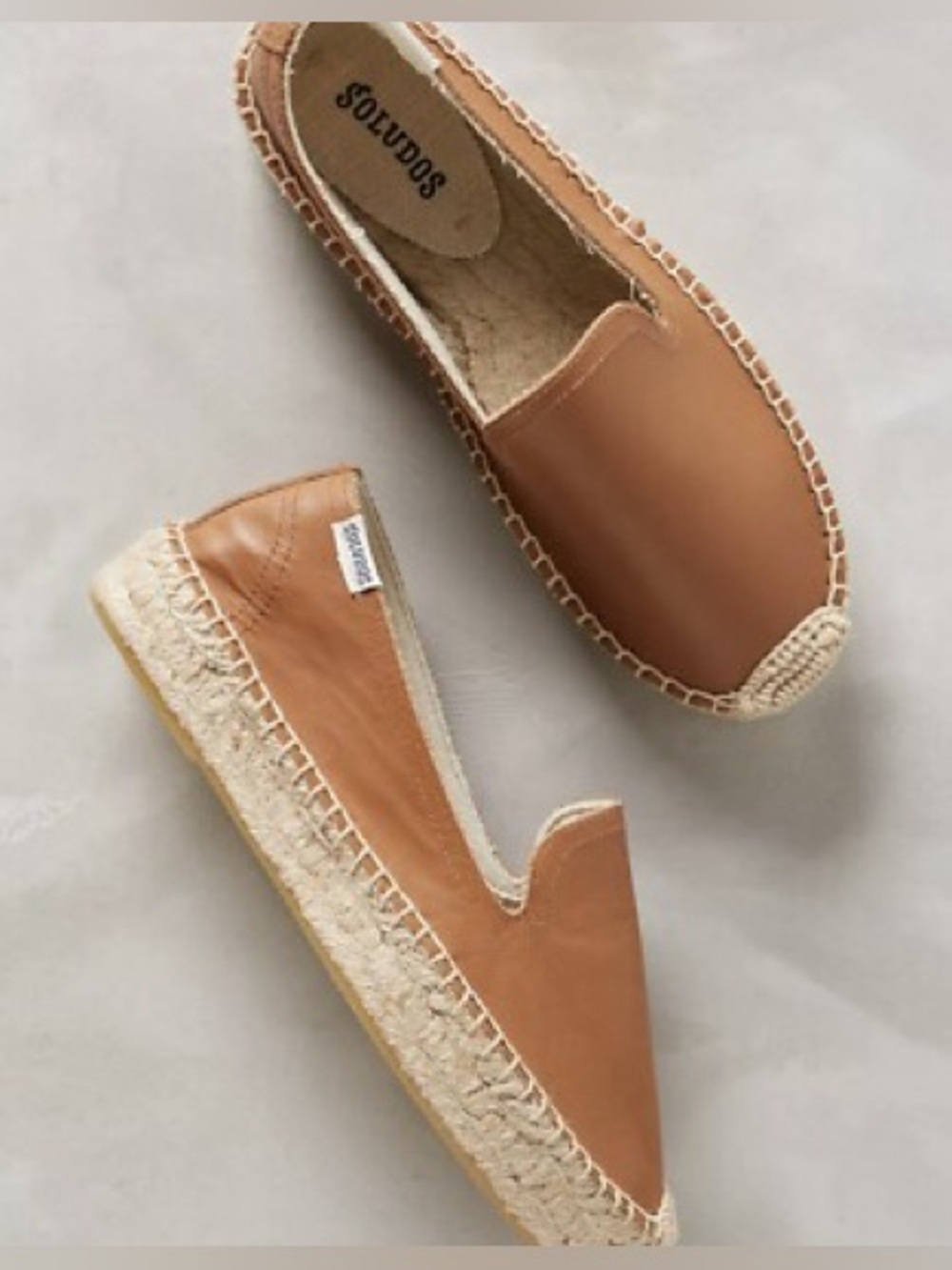 Soludos Women’s Tan Leather Espadrille Slip-Ons